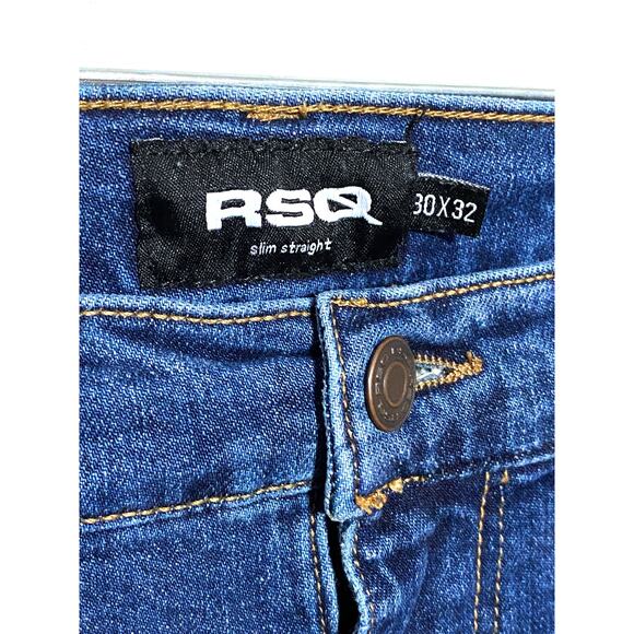 RSQ Slim Straight Jeans Mens 30 x 32 Distressed Blue Denim Medium Wash Stretch - Picture 5 of 9